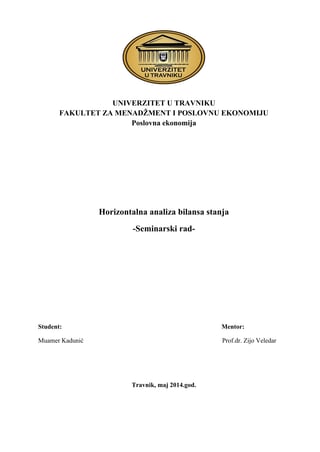 Horizontalna analiza bilansa stanja