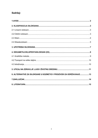 Siloksani: upotreba, uticaj na zdravlje ljudi i životnu sredinu
