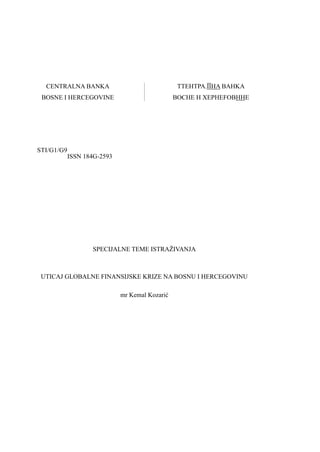 Uticaj globalne finansijske krize na Bosnu i Hercegovinu
