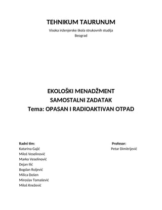 Opasan i radioaktivan otpad