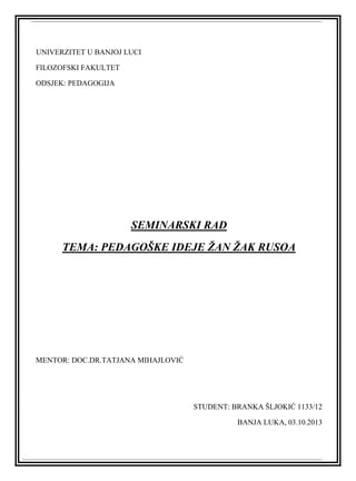 Pedagoske ideje Žan Žak Rusoa