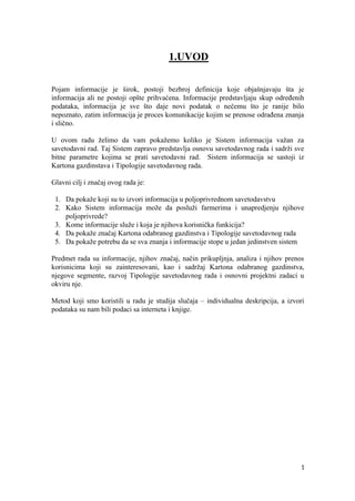 Znacaj sistema informacija u poljoprivrednom savetodavstvu