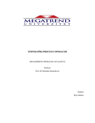 Tehnoloski procesi i operacije