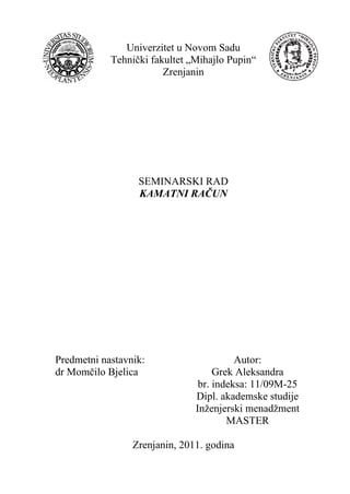 Finansiska matematika – Kamatni račun