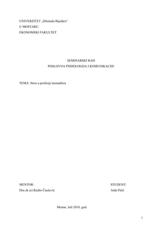 Stres u profesiji menadžera