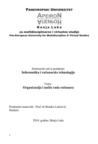 Organizacija i nacin rada racunara