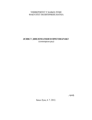 Jezik u diplomatiji i pregovaranju