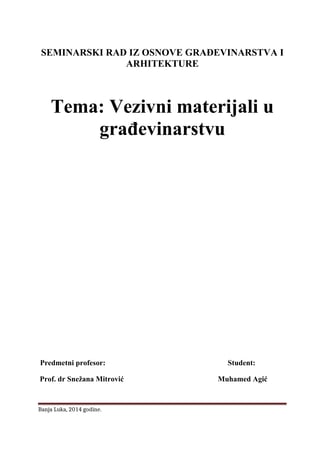 Vezivni materijali u građevinarstvu