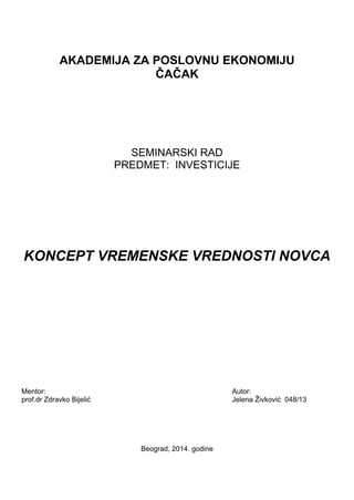 Koncept vremenske vrednosti novca