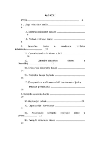 Uloga centralne banke na finansijskom tržištu