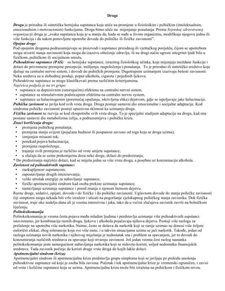 Droge: vrste, efekti i posledice