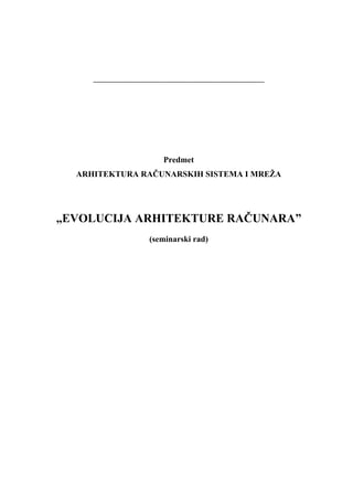 Evolucija arhitekture računara