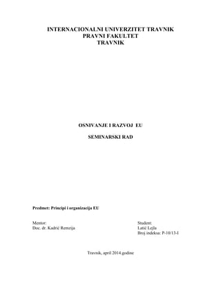 Osnivanje i razvoj EU