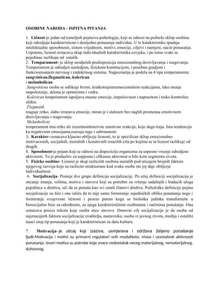 Osobine naroda – ispitna pitanja
