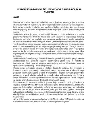 Historijski razvoj saobracaja zeljeznickog