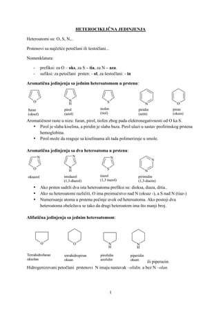 Heterociklicna jedinjenja – Organska hemija