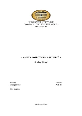 Analiza poslovanja preduzeca