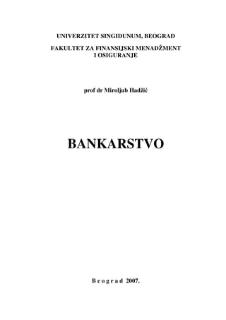 Bankarstvo – Opšti deo