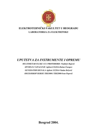 Uputstva za instrumente i opremu