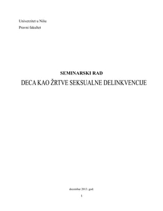 Deca kao žrtve seksualne delinkvencije