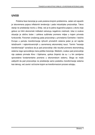 Tranzicija industrije Srbije u EU integracijama