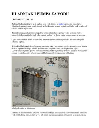 Hladnjak i pumpa za vodu: odvođenje topline u motorima