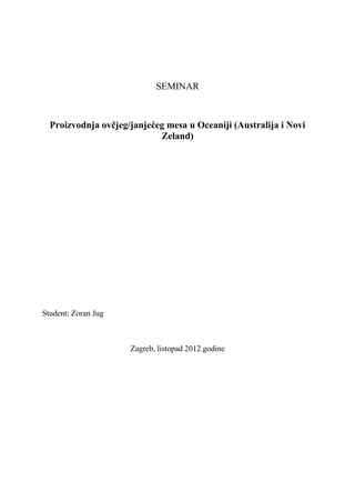 Proizvodnja ovčjeg/janjećeg mesa u Oceaniji (Australija i Novi Zeland)