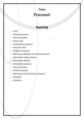 Procesori: arhitektura, istorija i princip rada