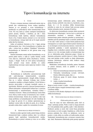 Tipovi komunikacije na internetu