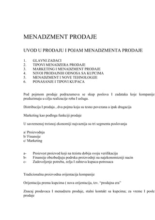 Managament prodaje