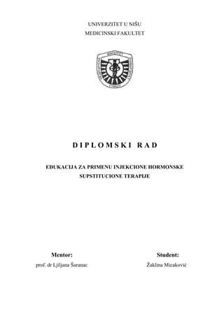Edukacija za primenu injekcione hormonske supstitucione terapije