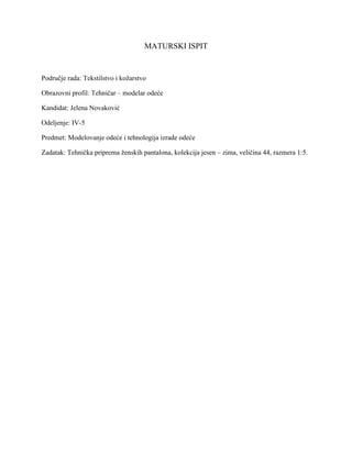 Tehnička priprema ženskih pantalona