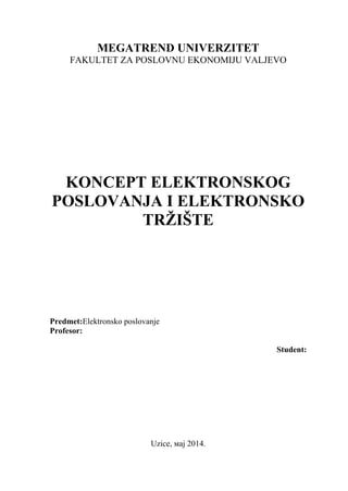 Koncept elektronskog poslovanja i elektronsko trziste