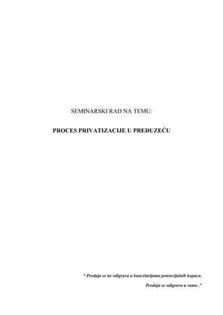 Proces pirvatizacije u preduzecu