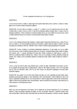 Primeri zadataka za kolokvijum iz Krivičnog prava