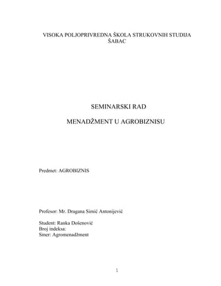 Menadzment u agrobiznisu