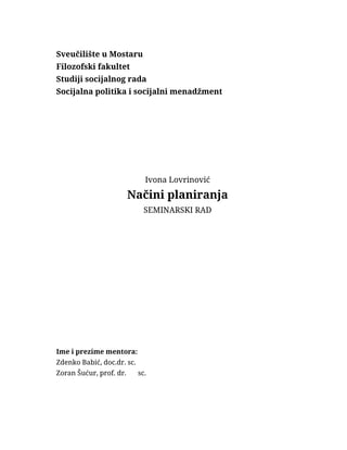 Planiranje i razvojna politika preduzeća
