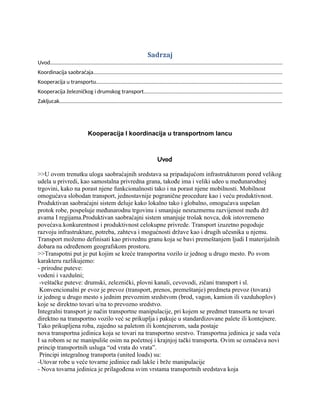 Kooperacija I koordinacija u transportnom lancu