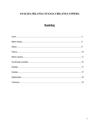 Analiza bilansa stanja i bilansa uspeha