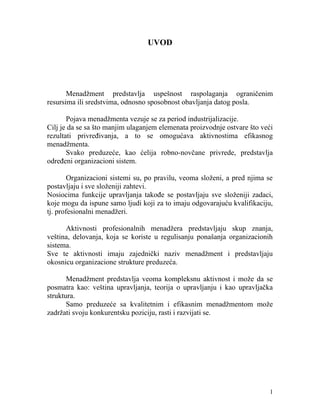 Menadzment – Istorijat i koncepti