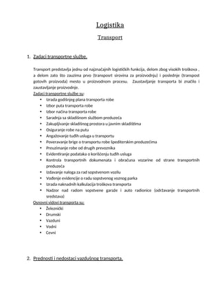 Logistika: transport, rukovanje materijalom i lanci snabdevanja