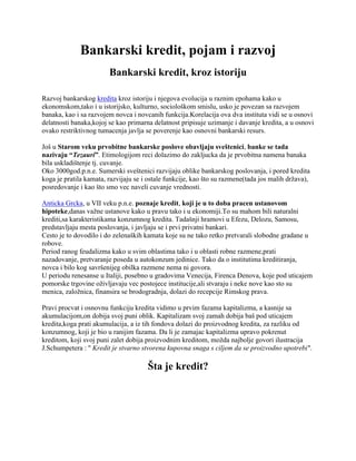 Bankarski kredit, pojam i razvoj