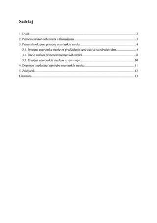 Primena neuronskih mreza u finansijama