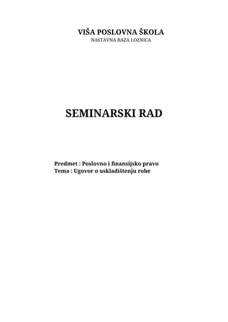 Ugovor o skladištenju robe