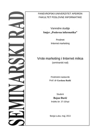 Vrste marketing i Internet miksa