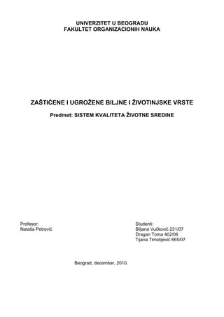 Zaštićene i ugrožene biljne i životinjske vrste