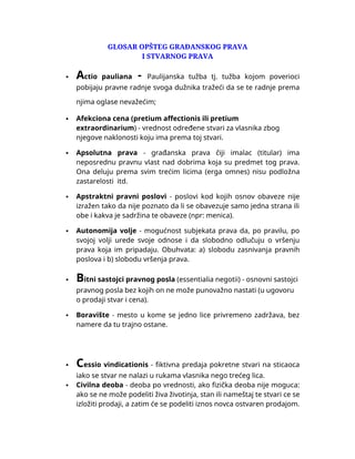 Glosar opšteg građanskog prava i stvarnog prava