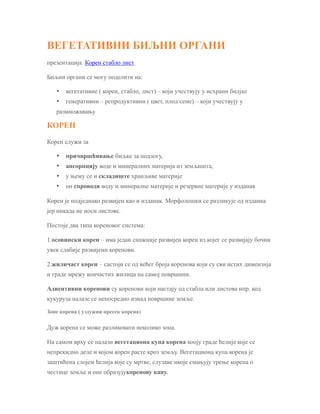 Vegetativni biljni organi