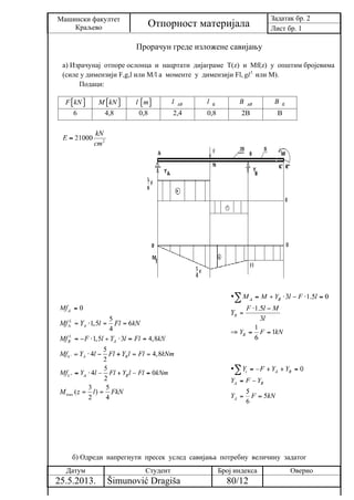 Proracun grede izložene savijanju