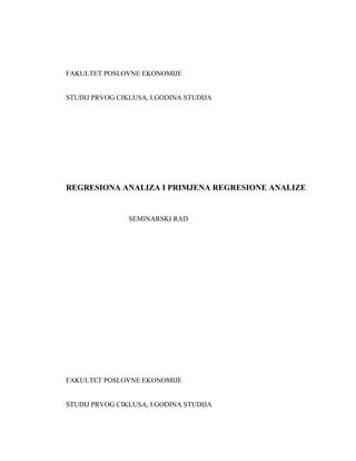 Regresiona analiza i primena regresione analize